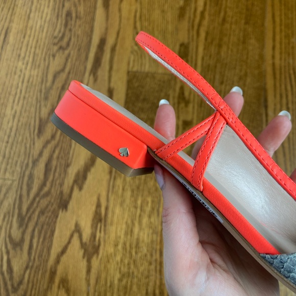 ⚡️Kate Spade⚡️Sunday slingback flats in snakeskin print with neon coral lining - Picture 4 of 4